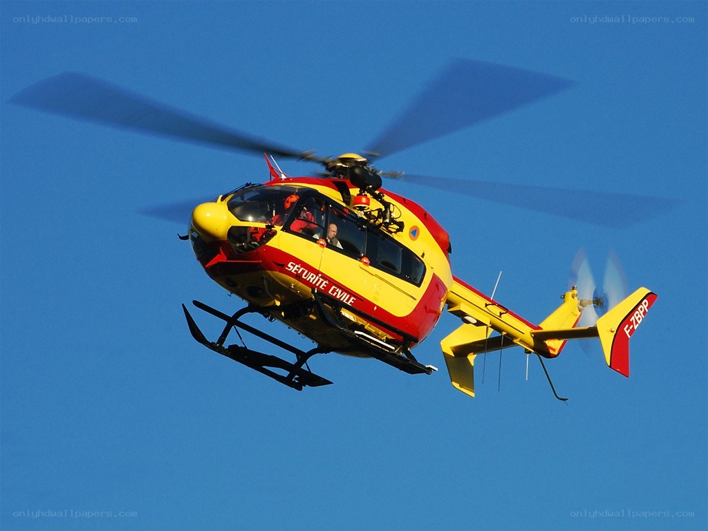 Civil security helicopter in flight