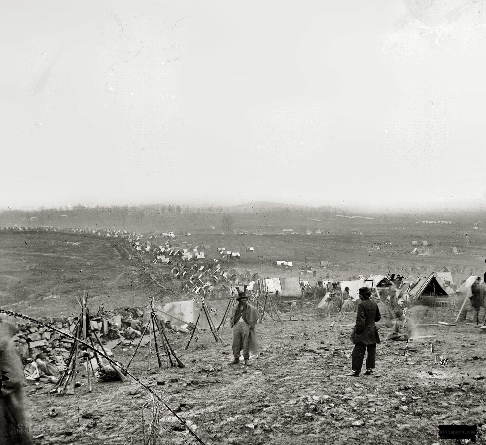 Civil War camp scene