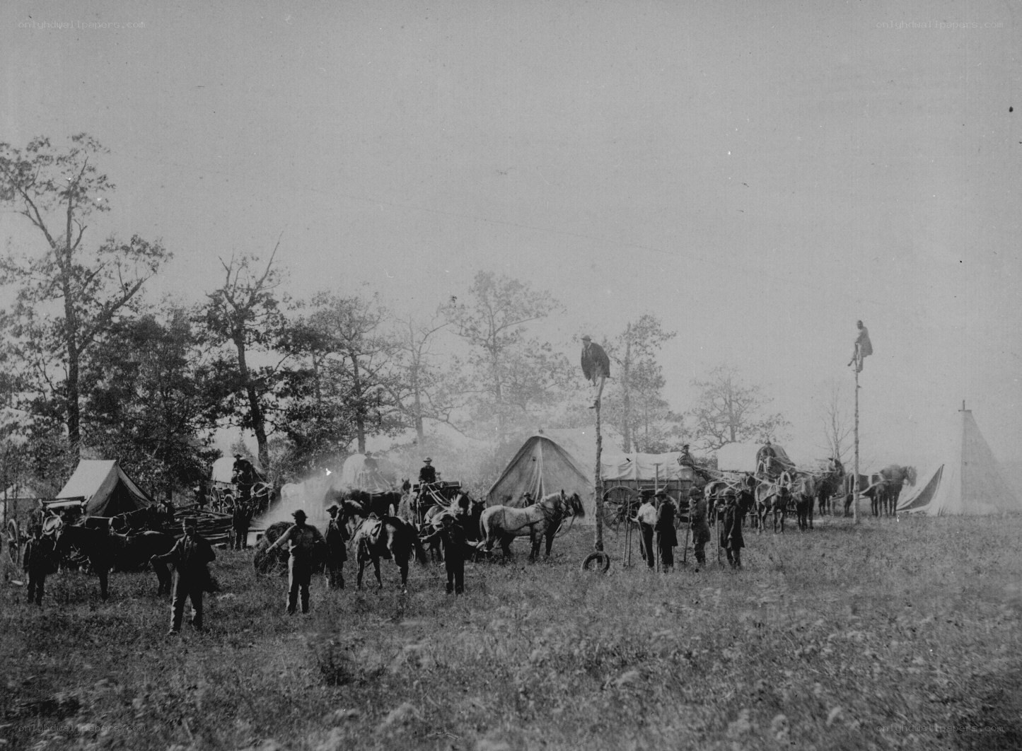 Civil War camp scene