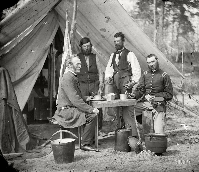 Civil War officers at camp