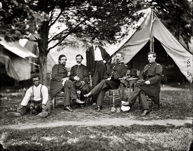 Civil War officers in camp