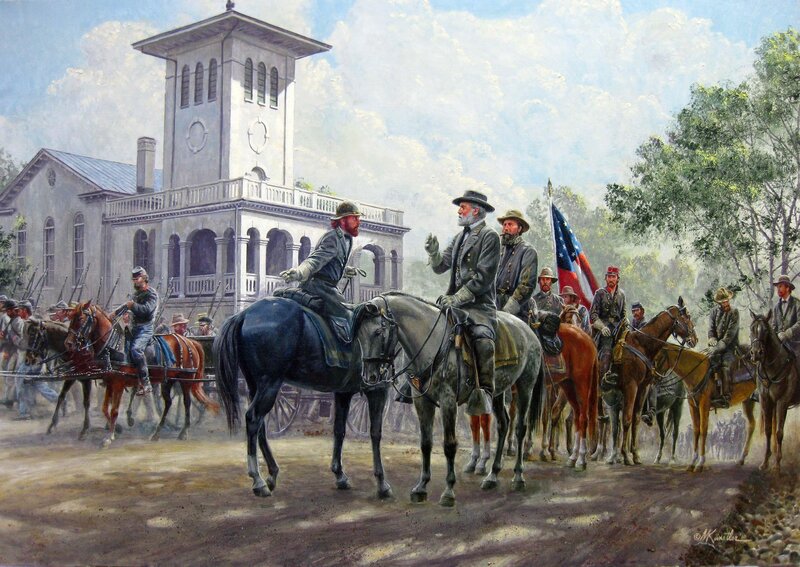 Civil War officers on horseback