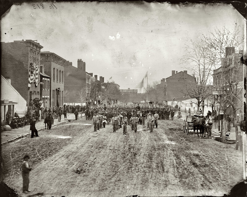 Civil War parade in a town