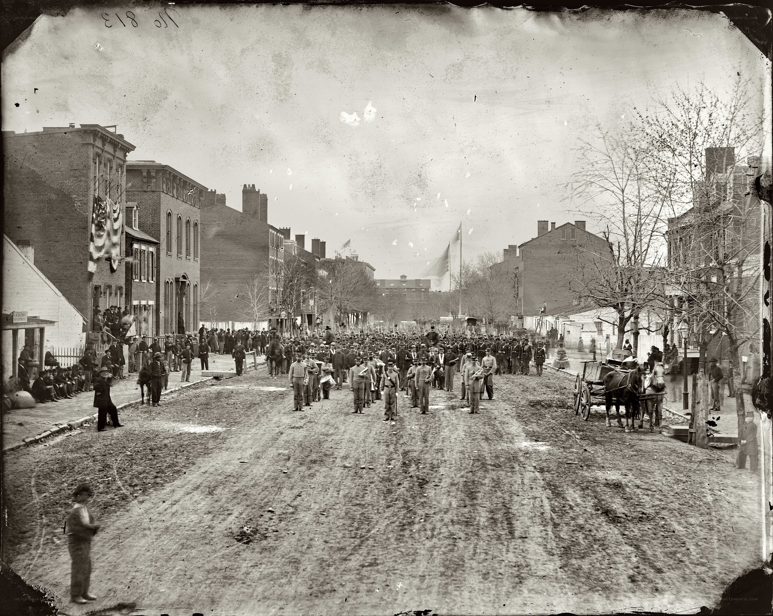 Civil War parade in a town