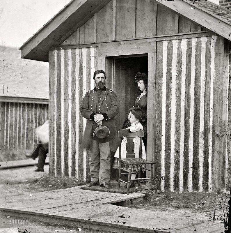 Civil War soldier with family