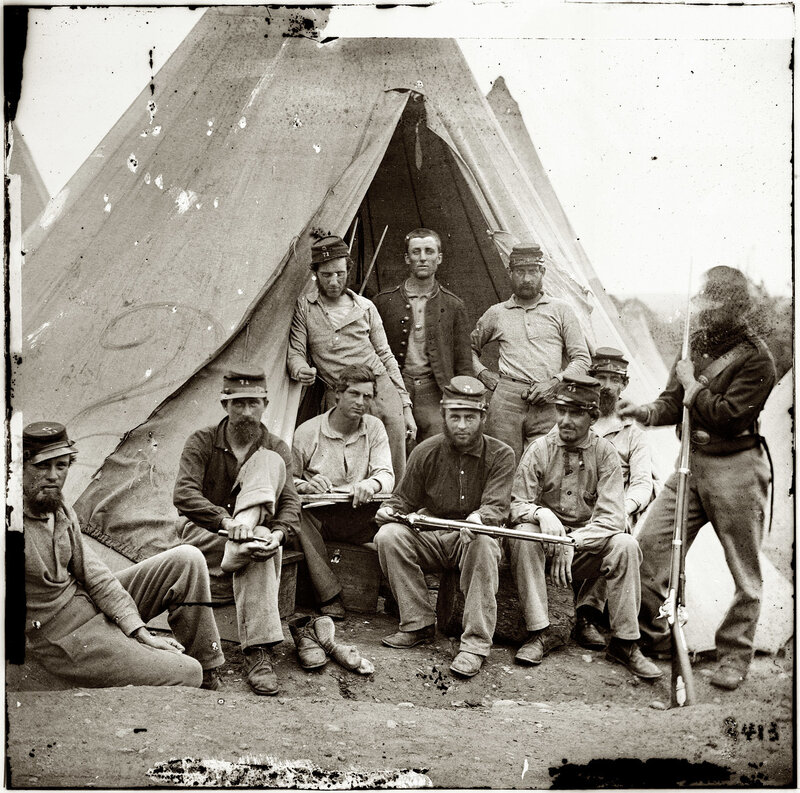 Civil War soldiers at camp