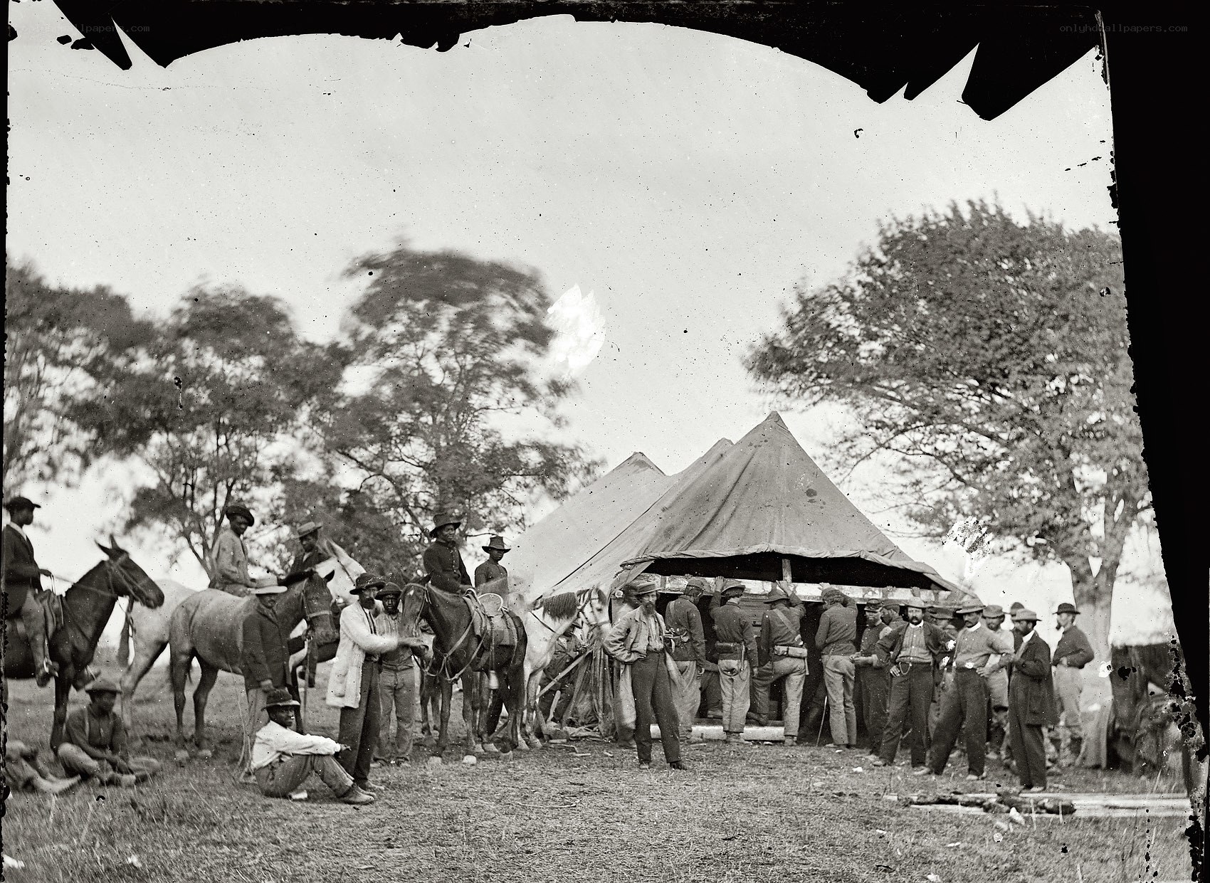 Civil War soldiers at camp