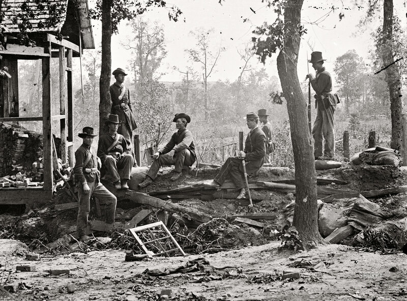 Civil War soldiers in a trench