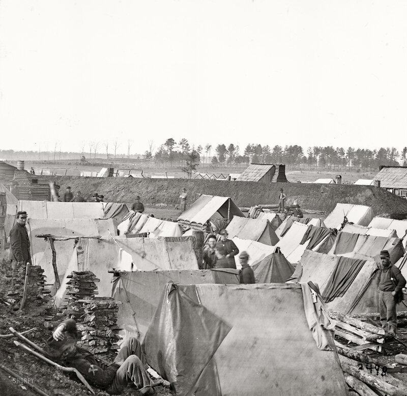 Civil War soldiers in camp