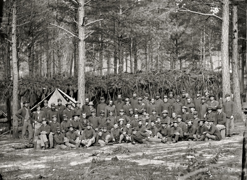 Civil War soldiers in forest