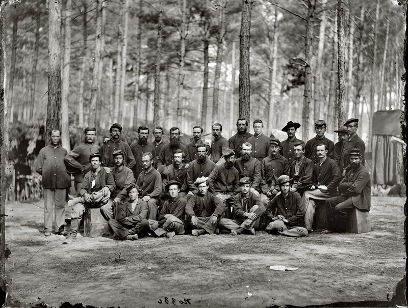 Civil War soldiers in forest