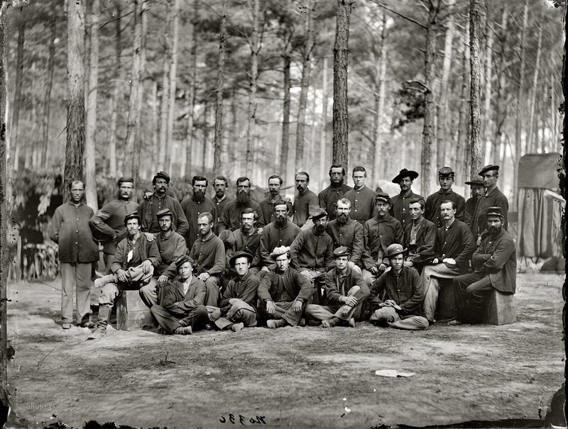 Civil War soldiers in forest