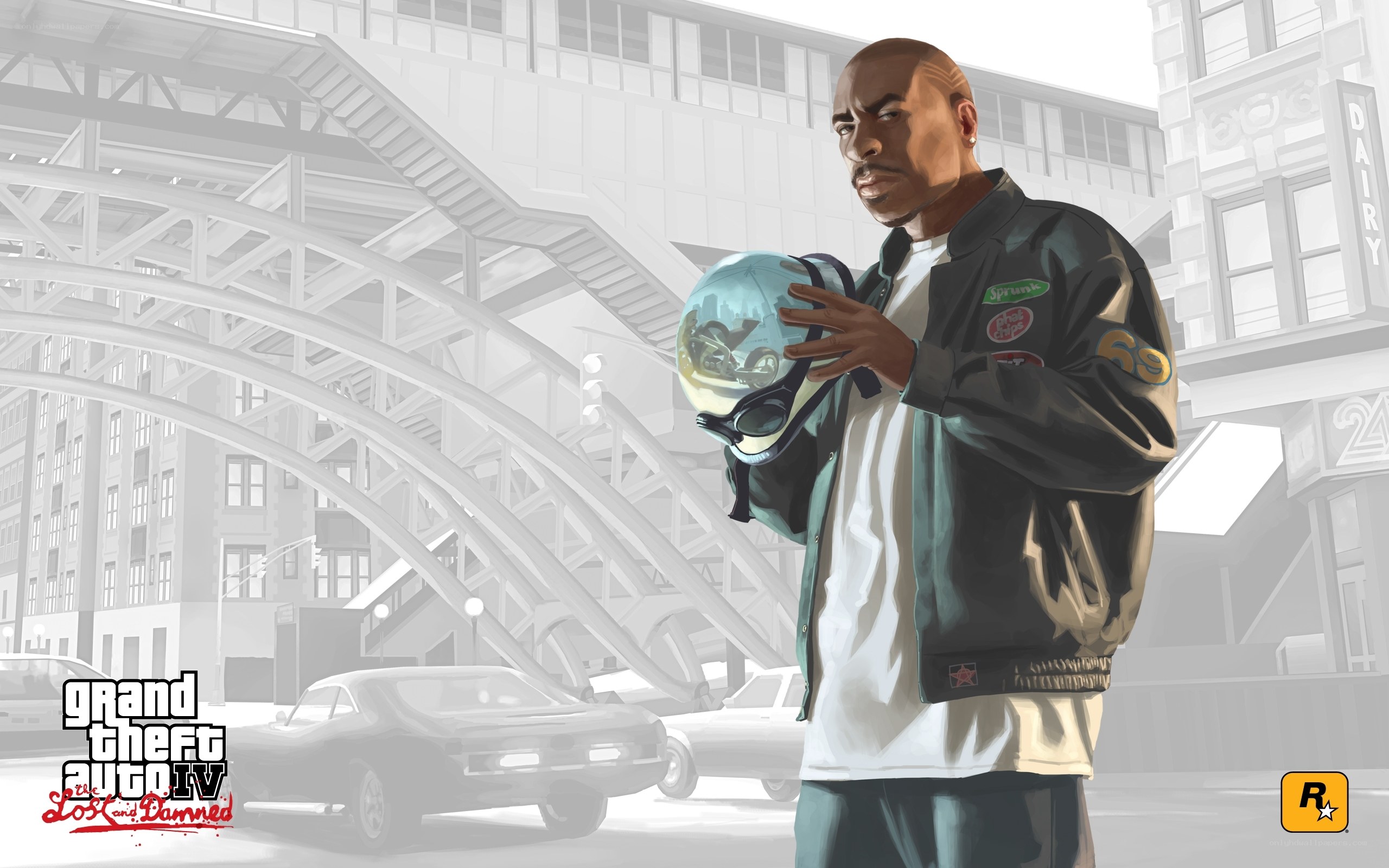 CJ holding helmet in city