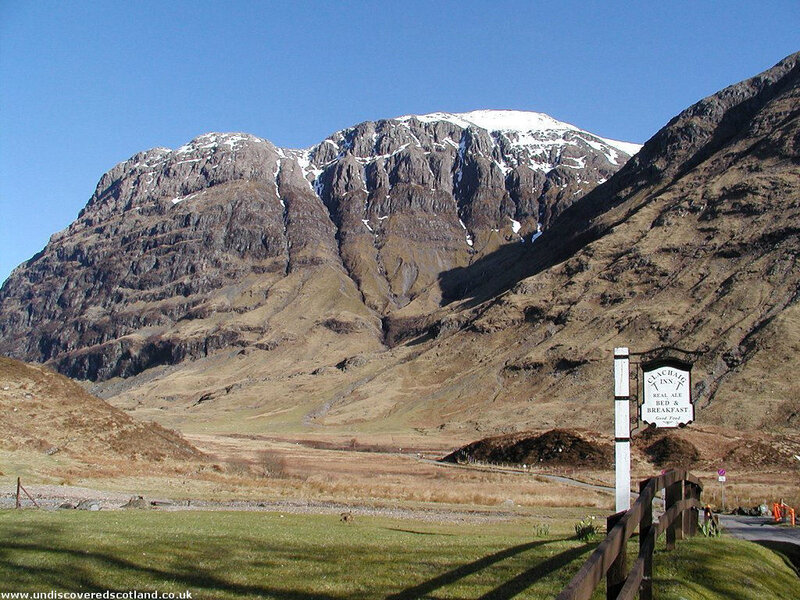Clachan Inn sign with mountain view
