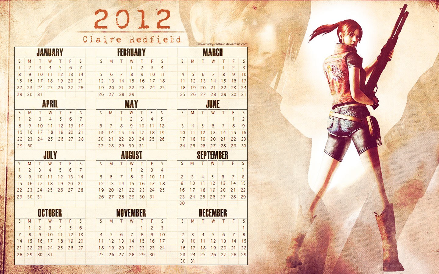 Claire Redfield 2012 calendar