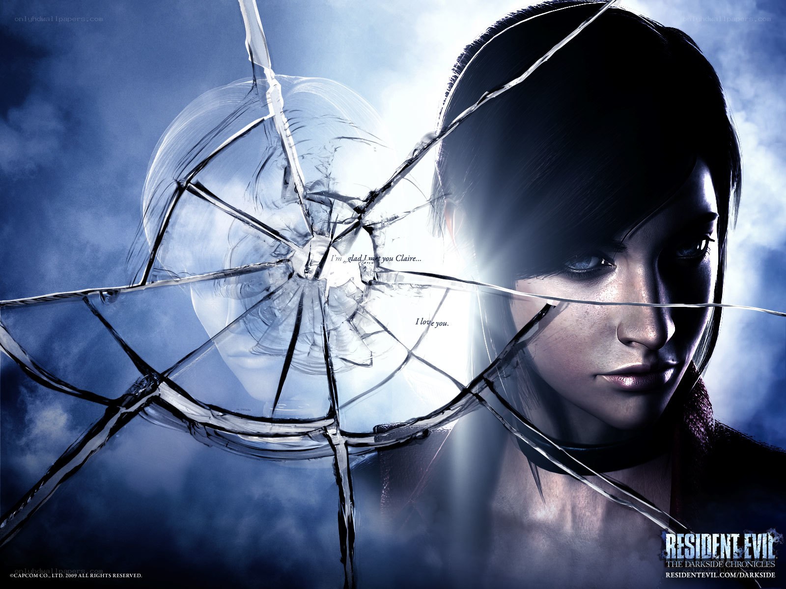 Claire Redfield through shattered glass