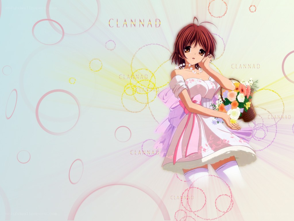 Clannad anime character with flowers