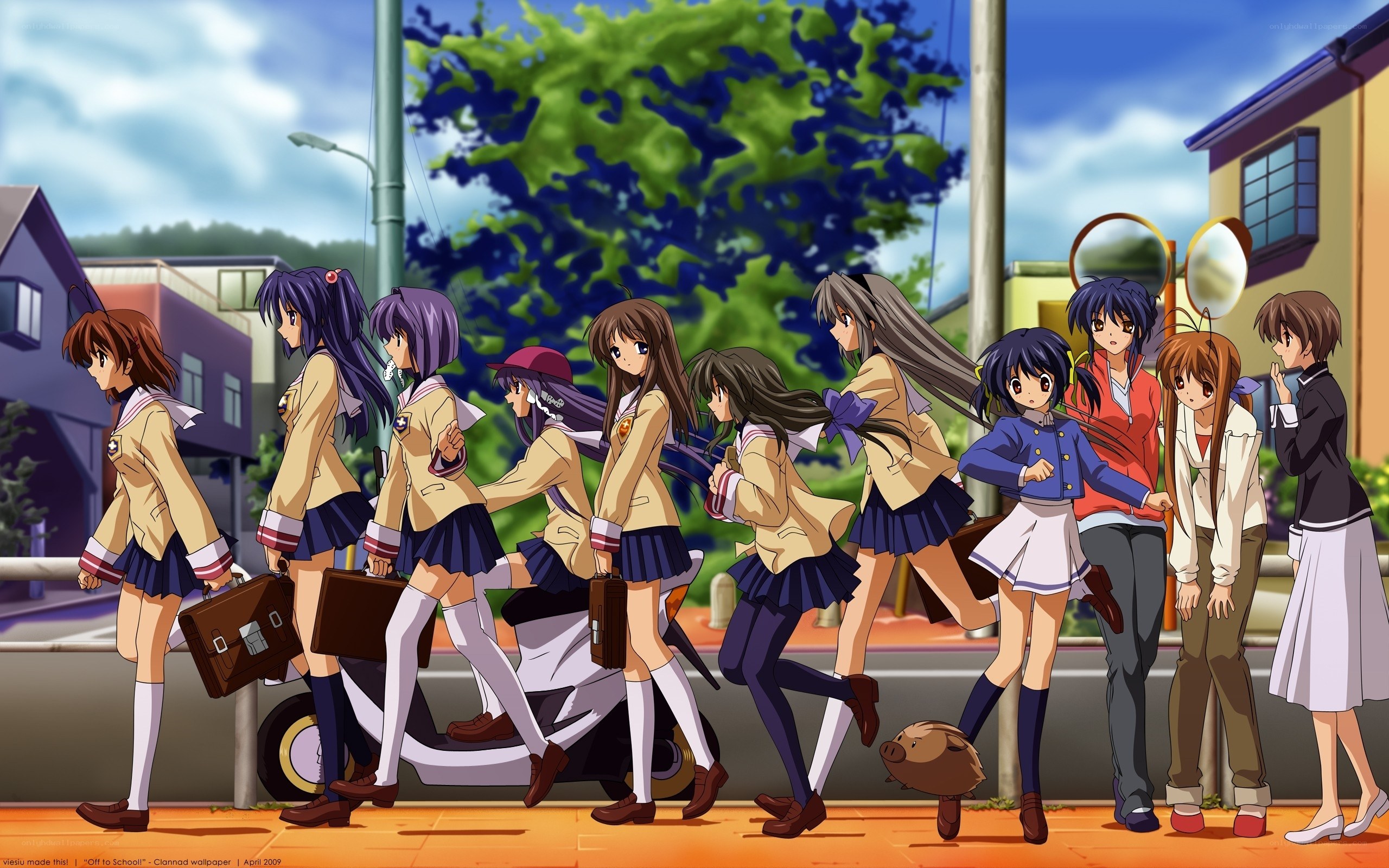 Clannad schoolgirls walking
