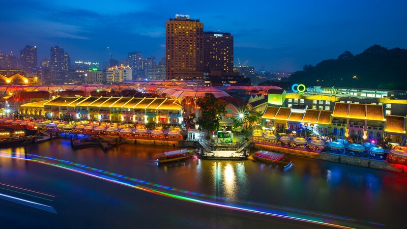 Clarke Quay at Night — Blue
