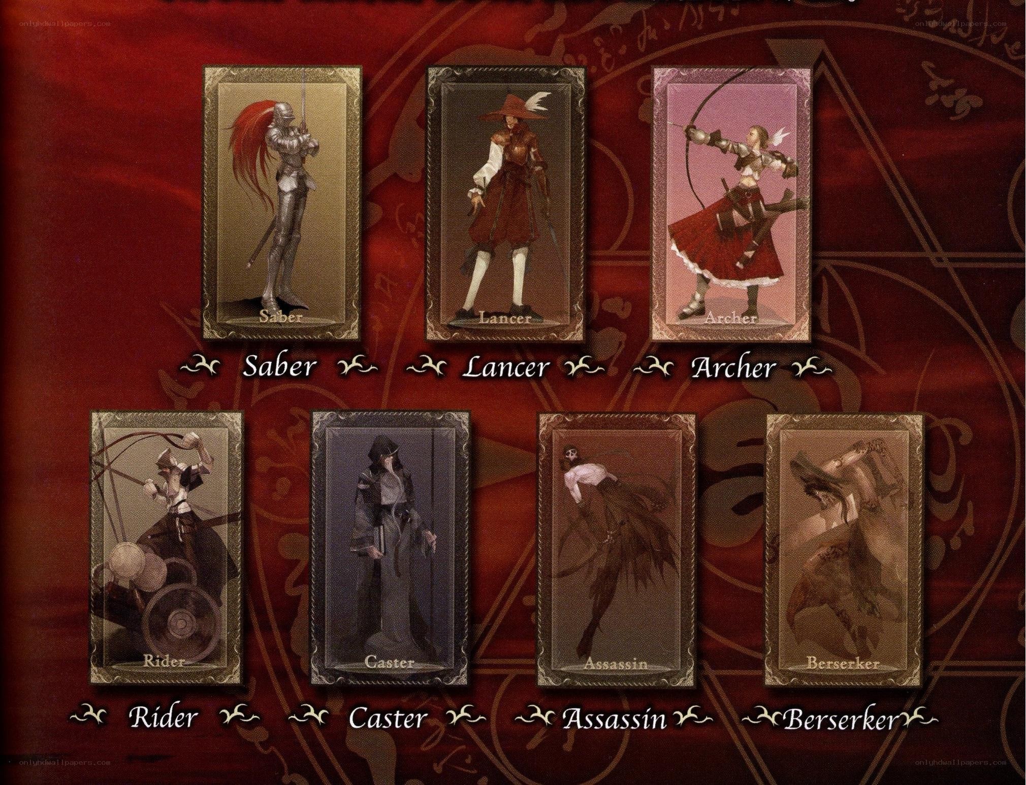Class cards from a fantasy game
