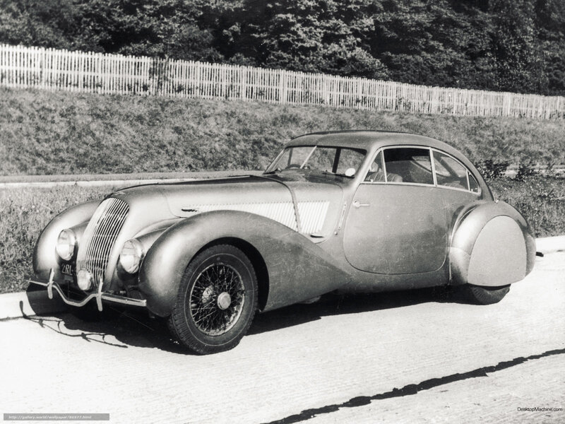 Classic 1930s car on road