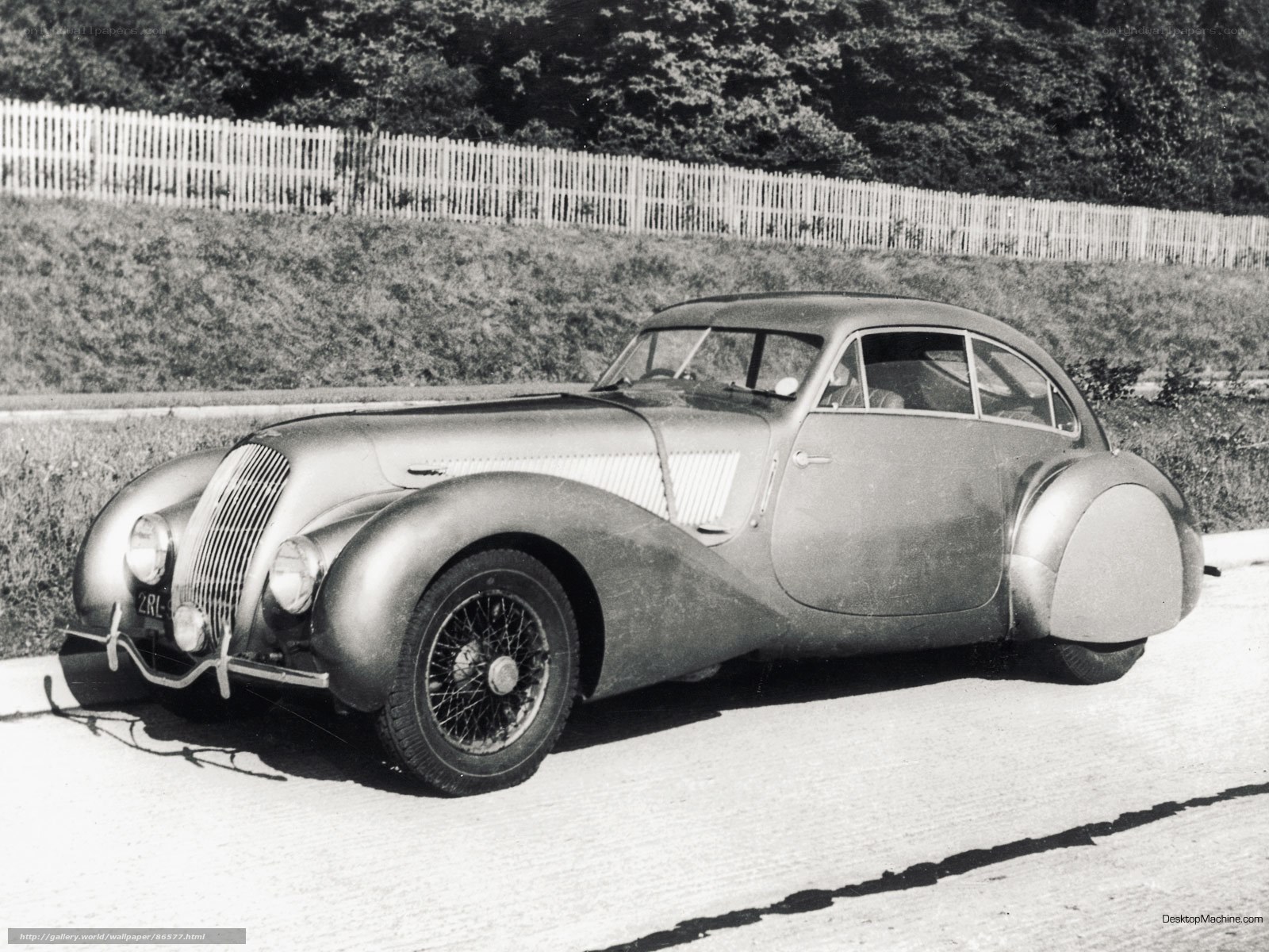 Classic 1930s car on road