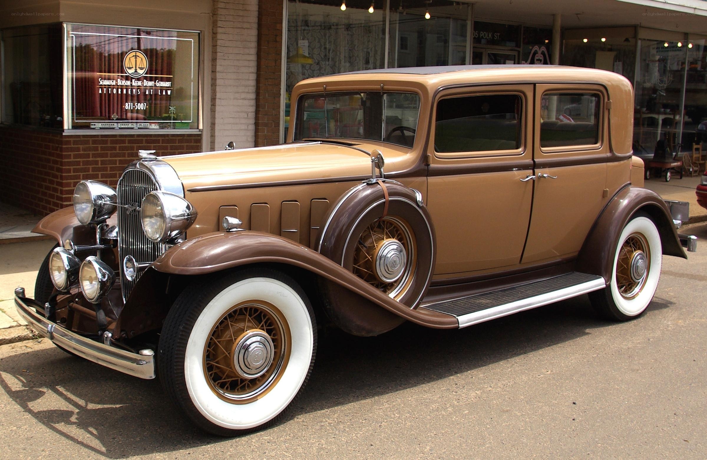 Classic 1930s sedan on display