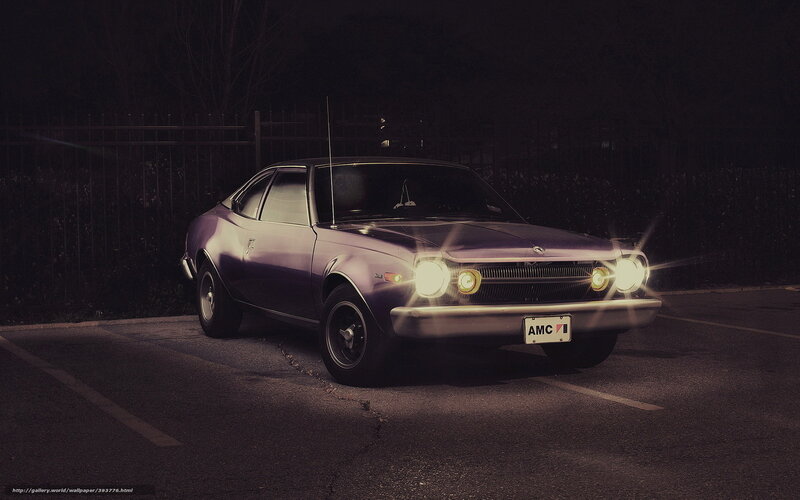 Classic AMC car at night
