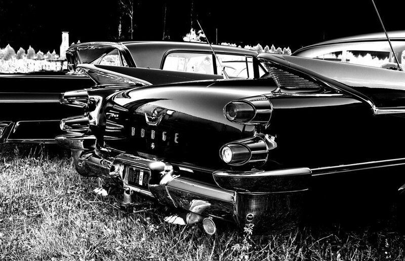 Classic American cars at a show