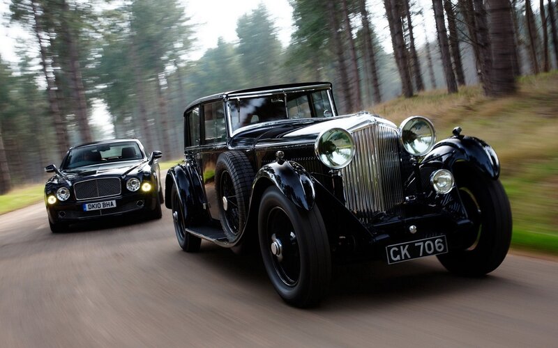 Classic and modern Bentley cars