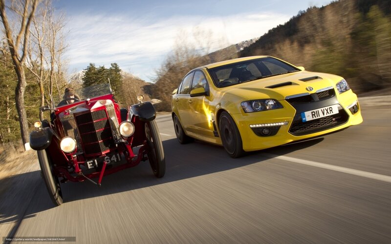 Classic and modern cars racing