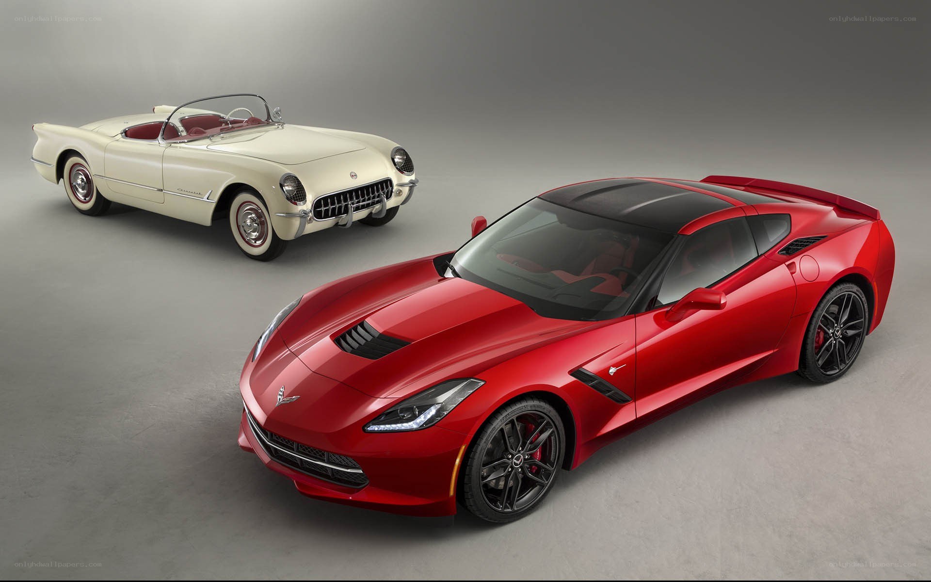 Classic and modern Corvette cars