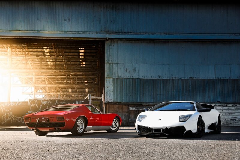 Classic and modern Lamborghini cars