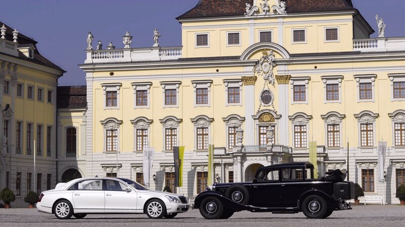 Classic and modern luxury cars