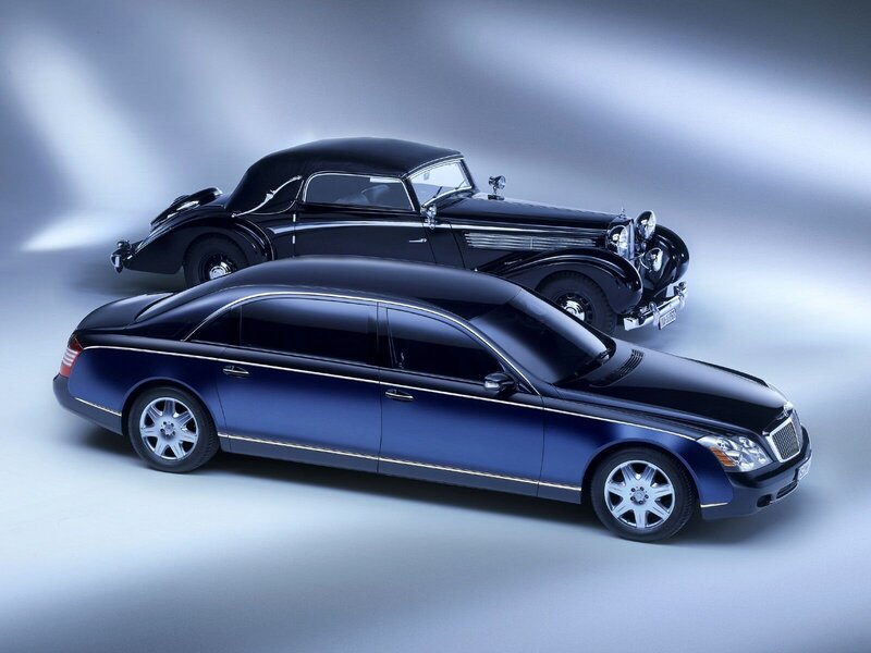Classic and modern luxury cars