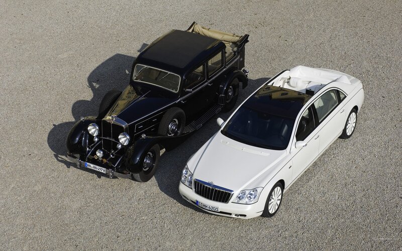 Classic and modern Maybach cars