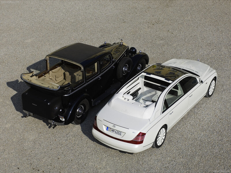 Classic and modern Maybach cars