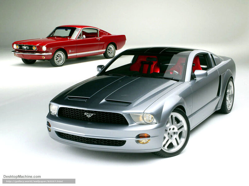 Classic and modern Mustang cars