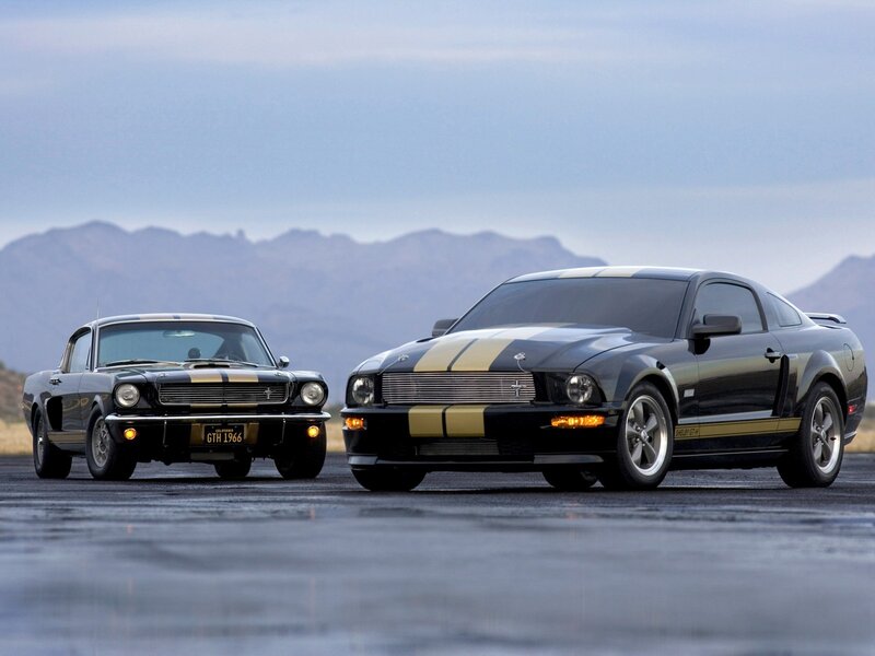 Classic and modern Mustangs