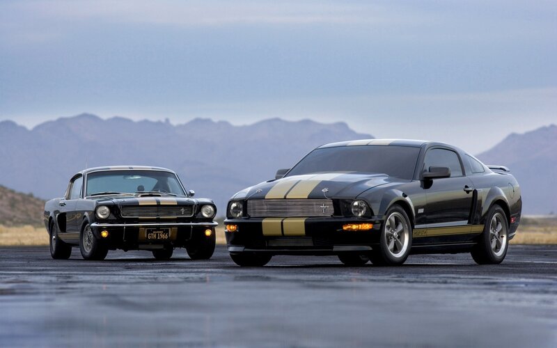 Classic and modern Mustangs