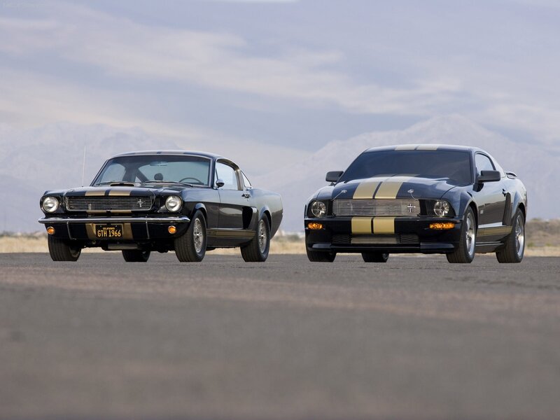 Classic and modern Mustangs