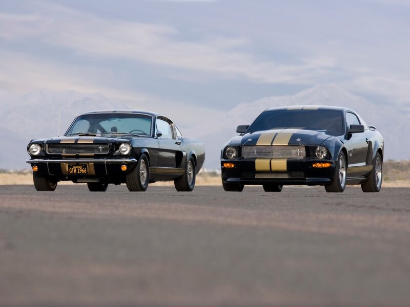 Classic and modern Mustangs