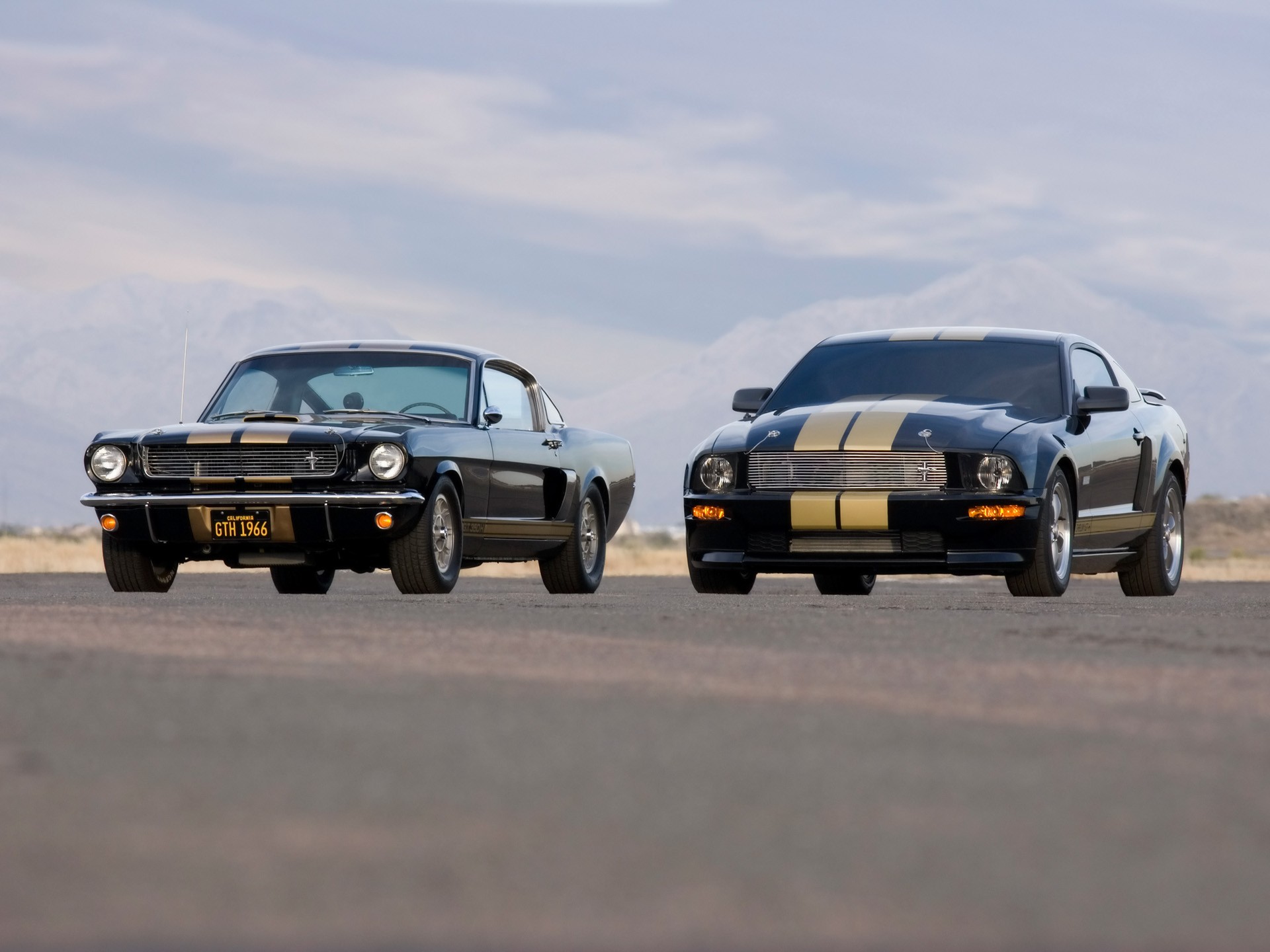 Classic and modern Mustangs