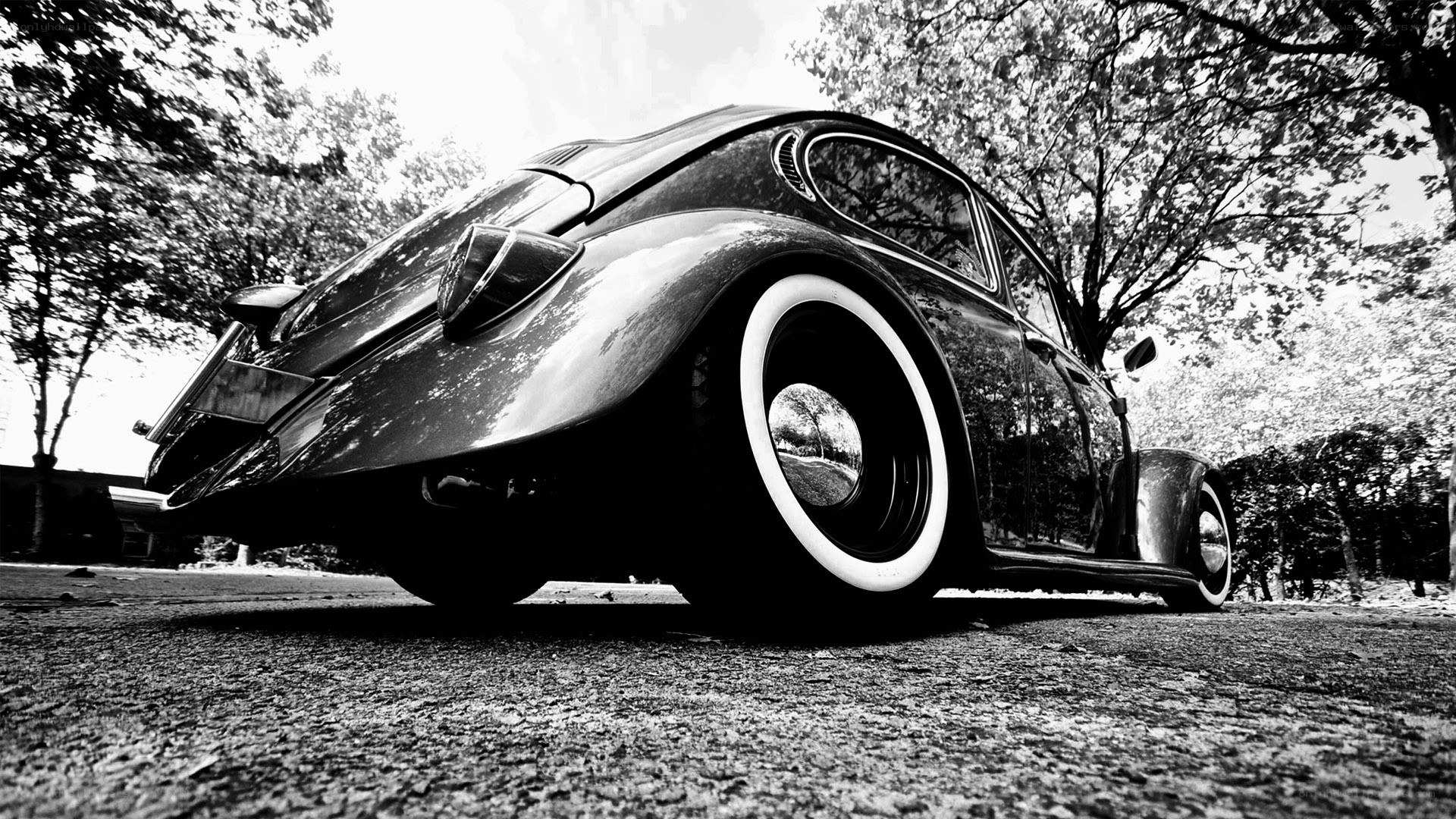 classic beetle car in black and white