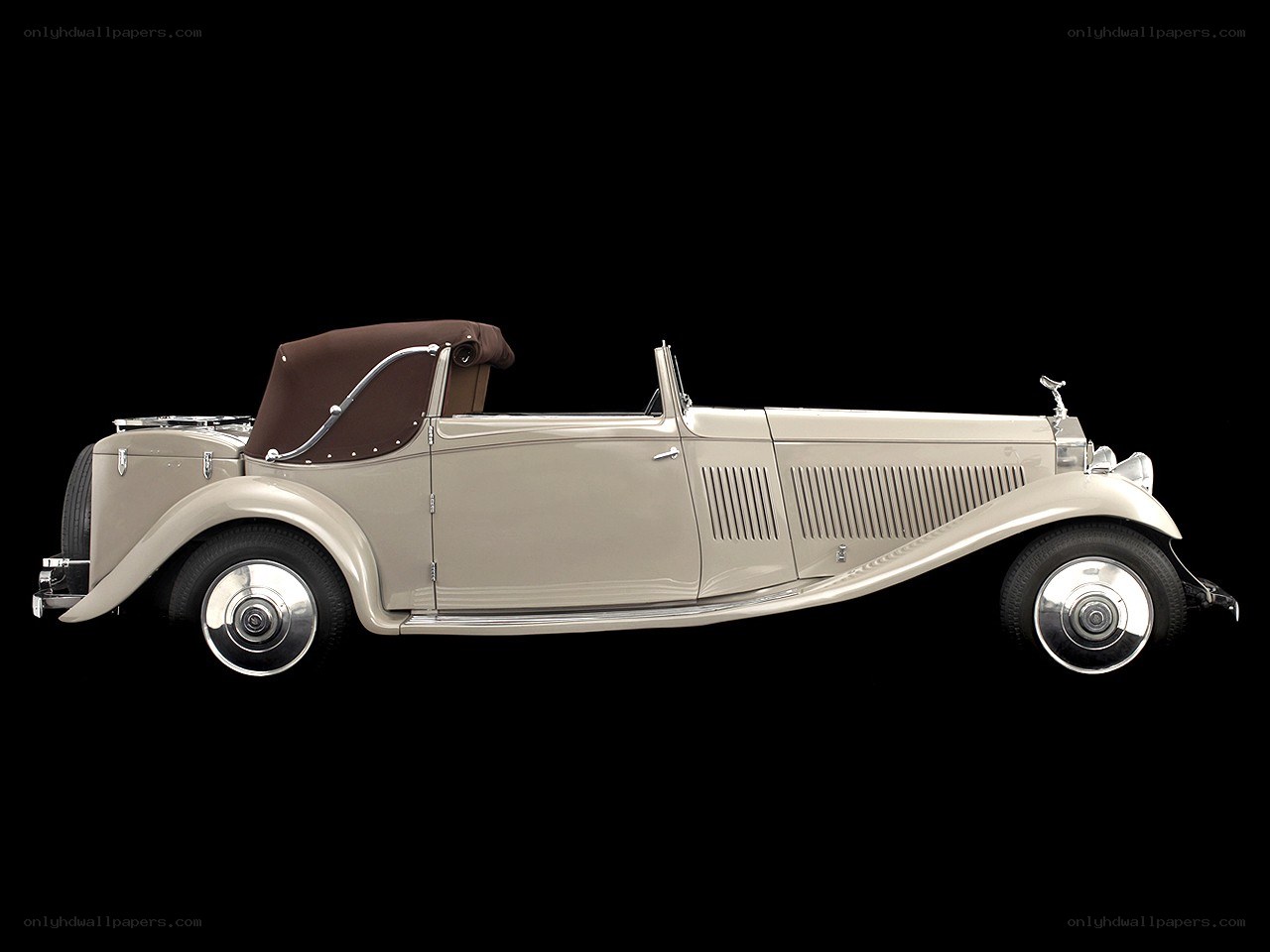 Classic beige convertible car