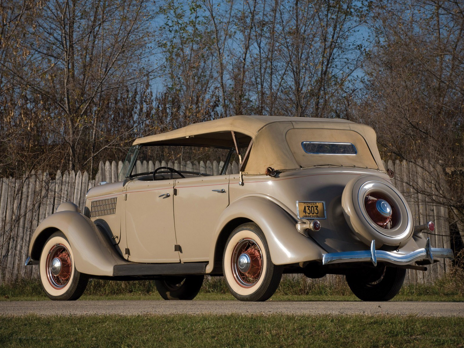 Classic beige convertible car