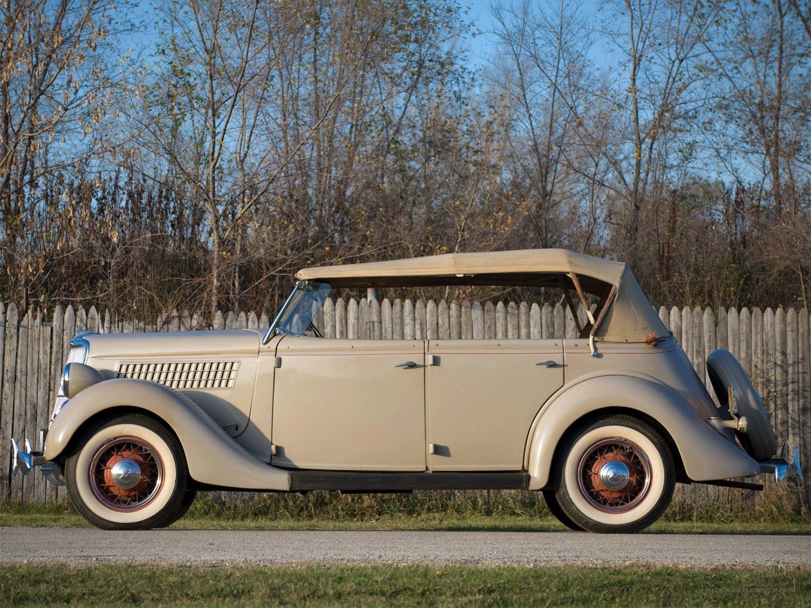 Classic beige convertible car