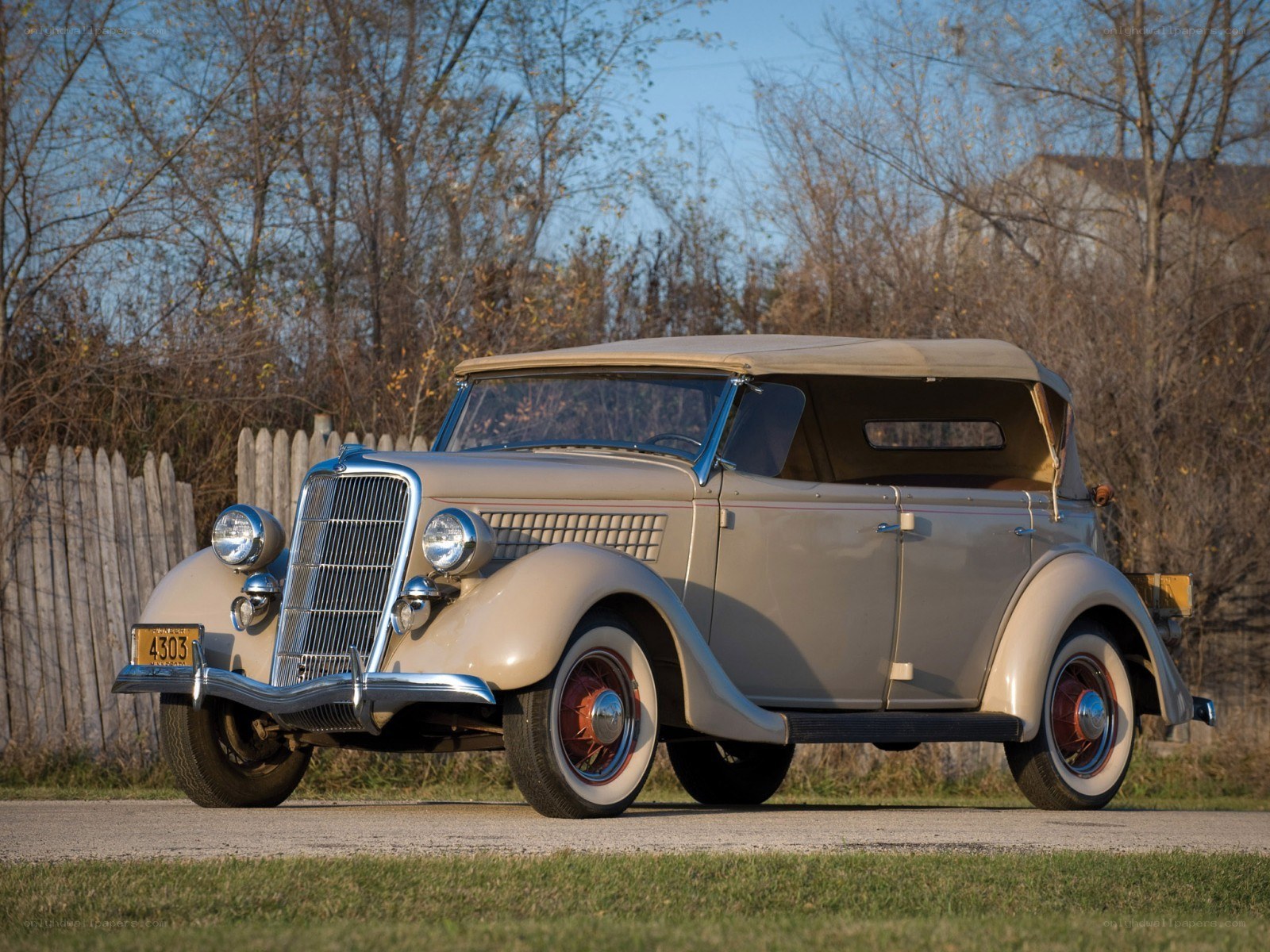 Classic beige convertible car