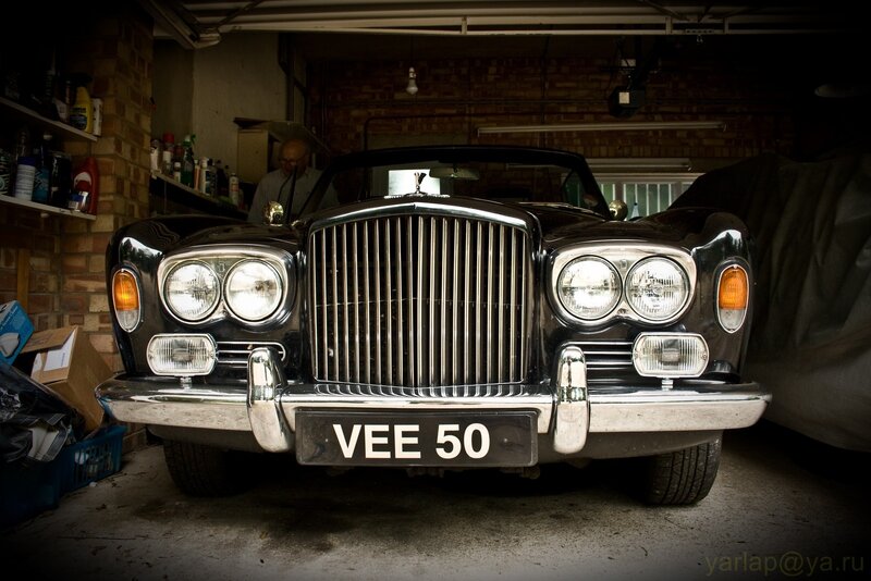 Classic Bentley in a garage