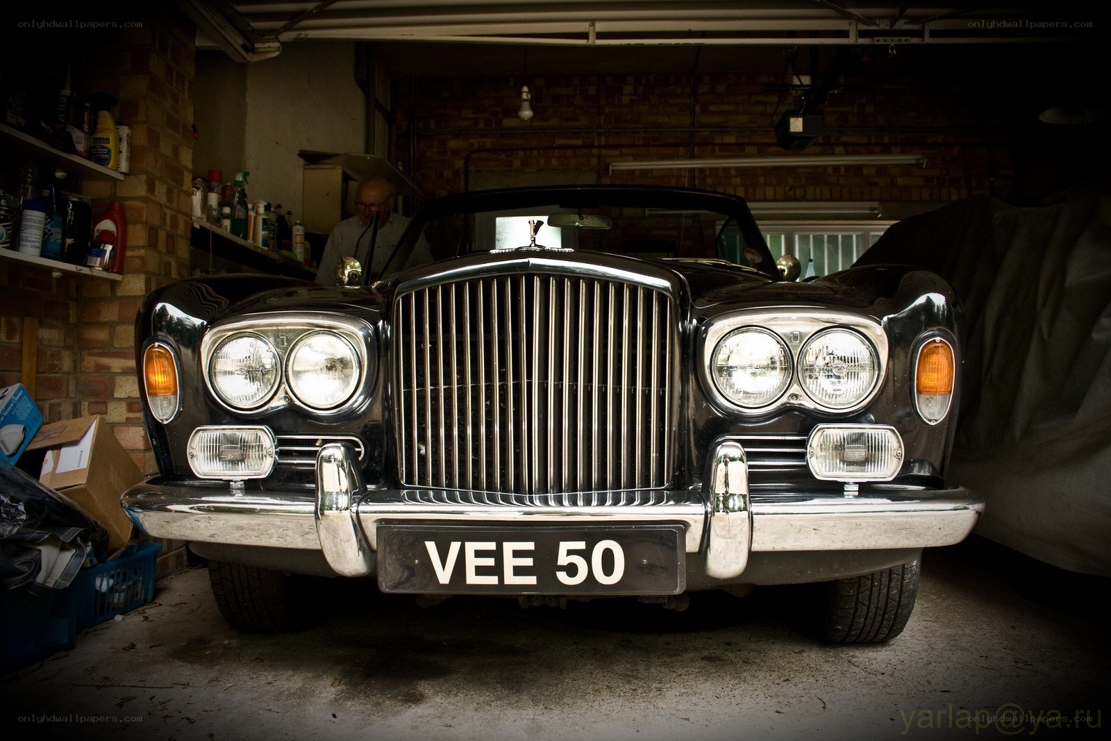 Classic Bentley in a garage